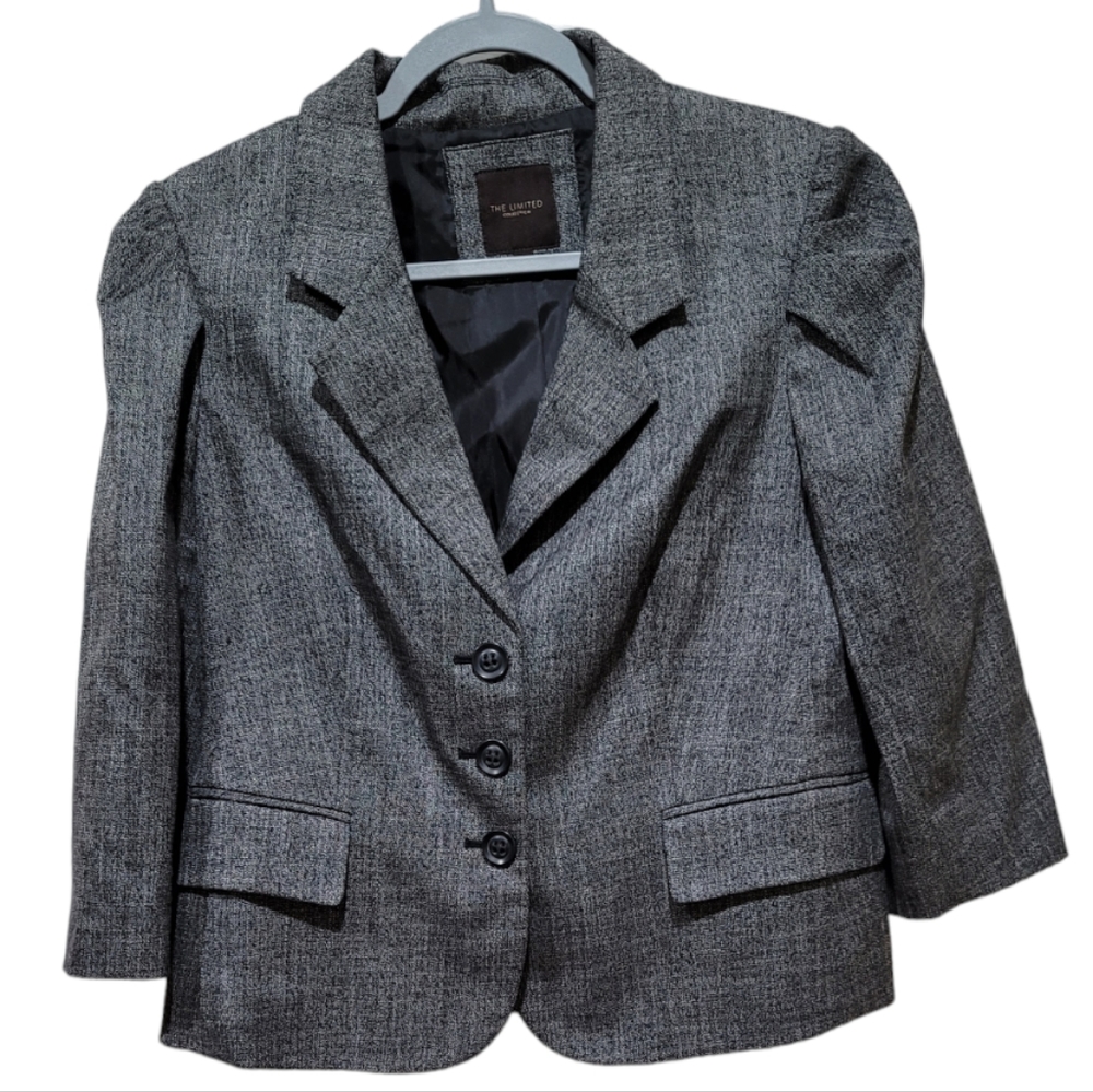 The Limited Collection Gray and Black Speckled Three Button Two Pocket Blazer, L